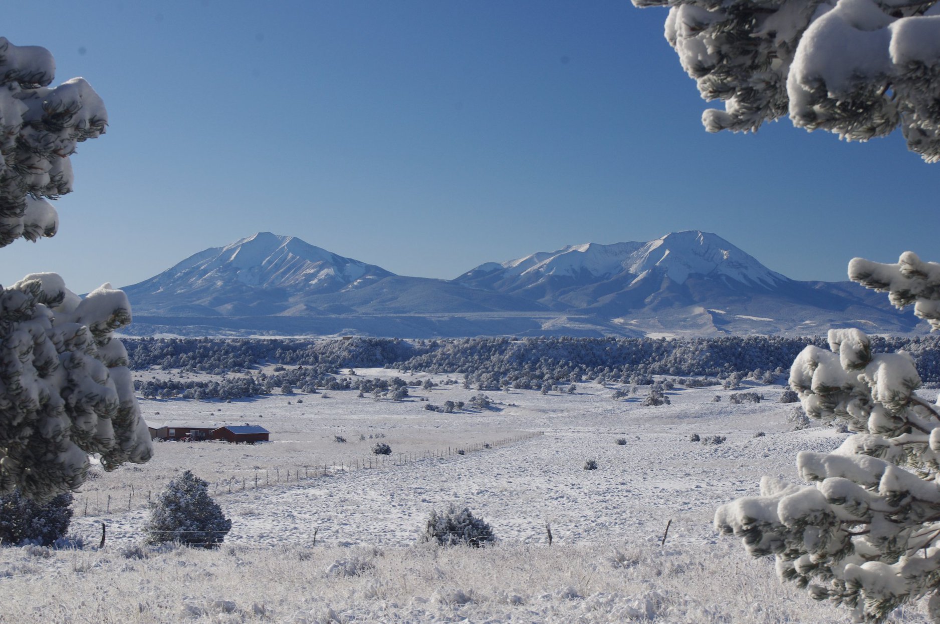 great Mike photo of snow and Spanish Peaks