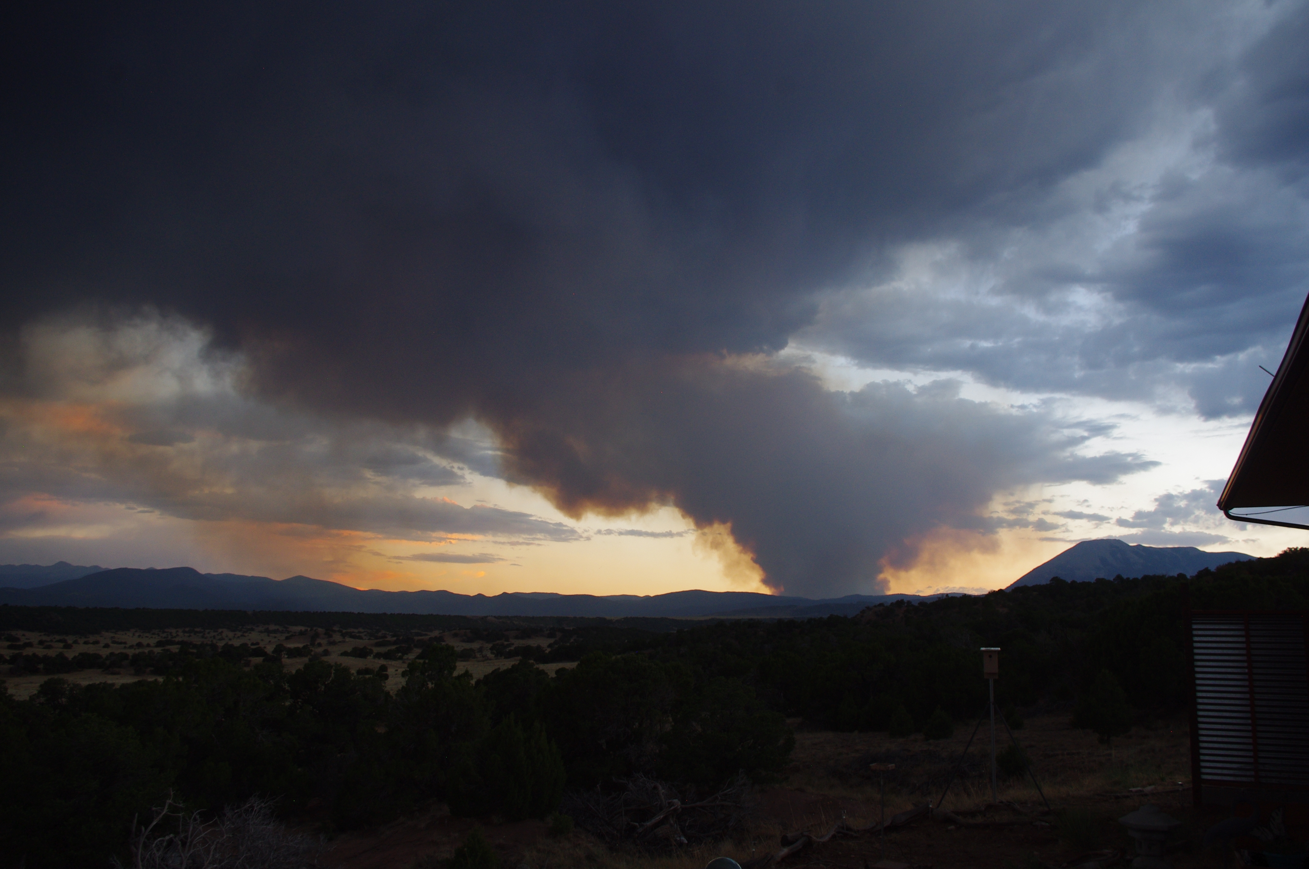 first view of Spring Fire Wed. towards Mt Mestas on June 27th